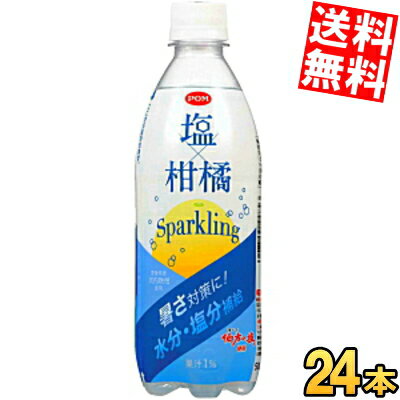 【送料無料】えひめ飲料 POM ポン 塩×柑橘スパークリング 500mlペットボトル 24本入 ポンジュース オレンジ 愛媛県産河内晩柑使用 伯方の塩使用 熱中症対策 水分補給 塩分補給 ※北海道800円・東北400円の別途送料加算 [39ショップ]