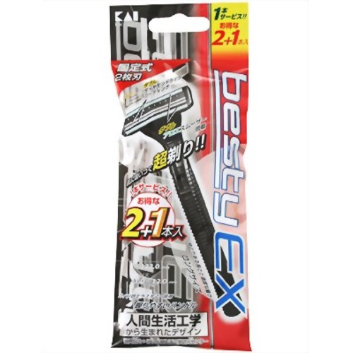 【送料無料・まとめ買い×10】貝印　ベスティEX　2+1本入 #固定式2枚刃で肌にフィットする剃り味　使い捨てカミソリ×10点セット ( 4901331011559 )