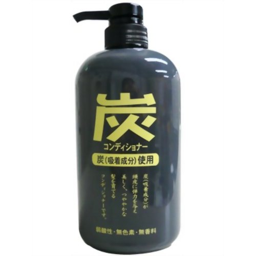 【送料込・まとめ買い×8点セット】ジュン・コスメティック 炭コンディショナー 600ml　本体 ポンプ　無色素・無香料、弱酸性 ( 4964653100615 )