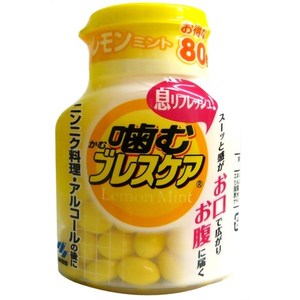 【送料込】【徳用サイズ】小林製薬　噛むブレスケア レモンミント 80粒 ボトルタイプ ( 口臭対策・エチケット食品 ) ×48点セット　まとめ買い特価！ケース販売 ( 4987072018323 )