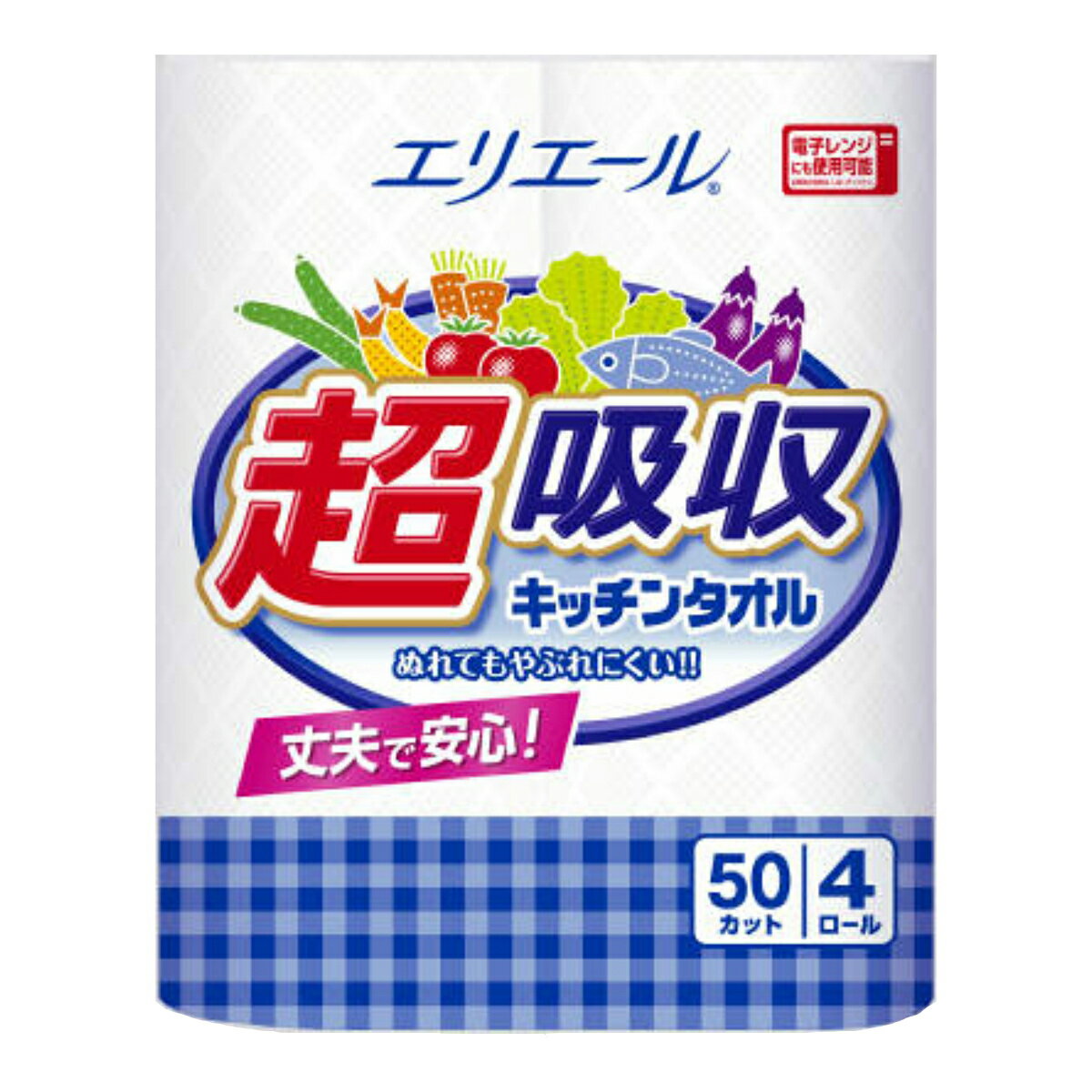 【令和・早い者勝ちセール】大王製紙　エリエール 超吸収キッチンタオル 50カット ( 4ロール ) ※定番のキッチンペーパーがリニューアル..