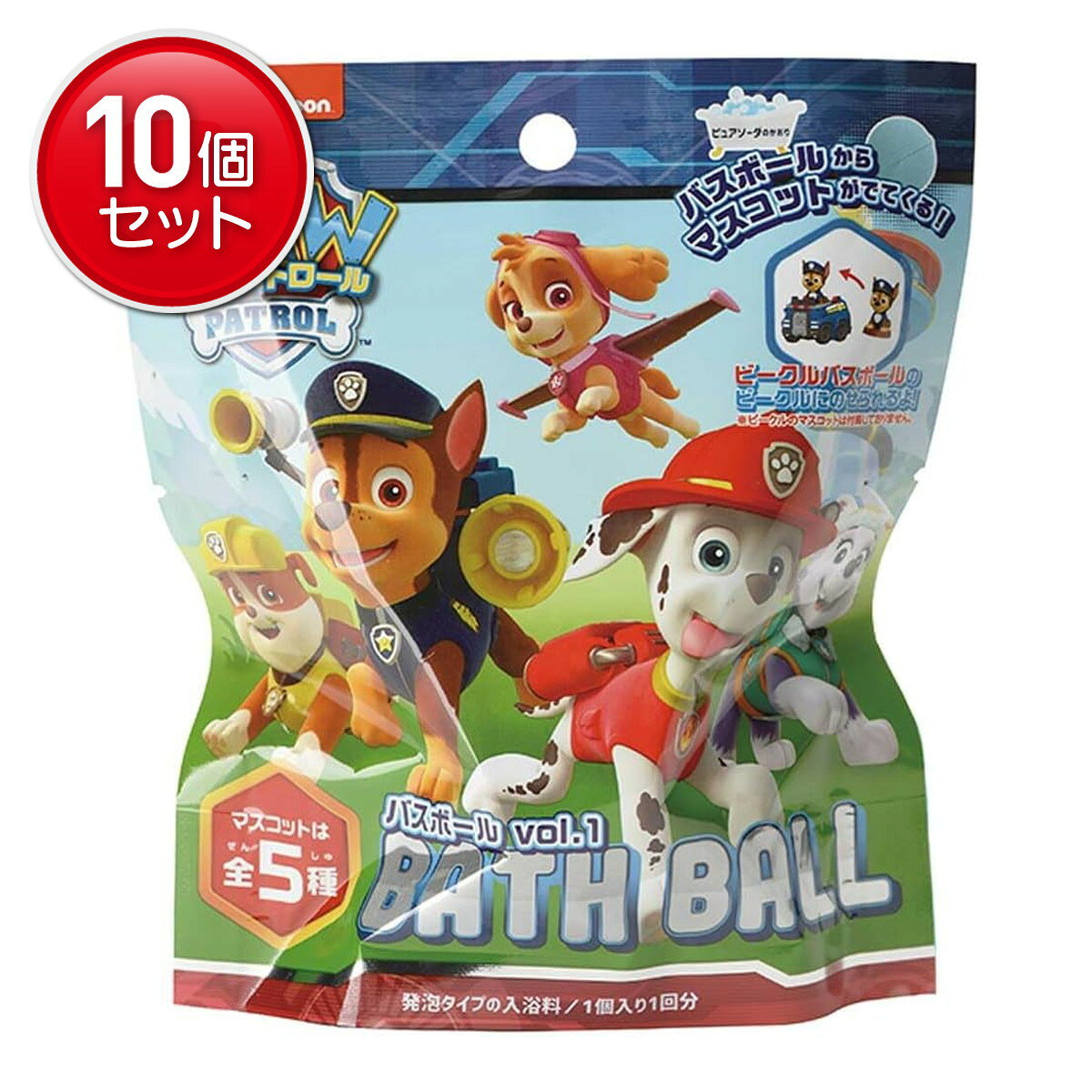 【最安挑戦！まとめ買い×10点セット】ノルコーポレーション パウ・パトロール バスボール vol.1 ピュアソーダの香り ※種類は選べません