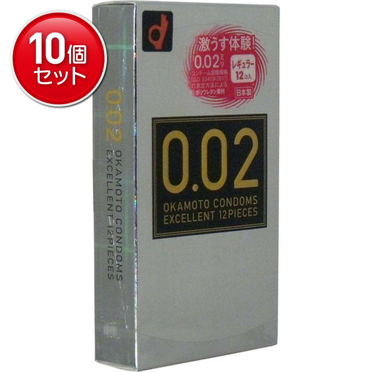 【最安挑戦！まとめ買い×10点セット】オカモト ゼロゼロツー エクセレント 12個入り　 ( 計120個 ) 薄さ均一 002EX ナチュラル ( コンドーム・避妊具 ) ( 4547691710482 )