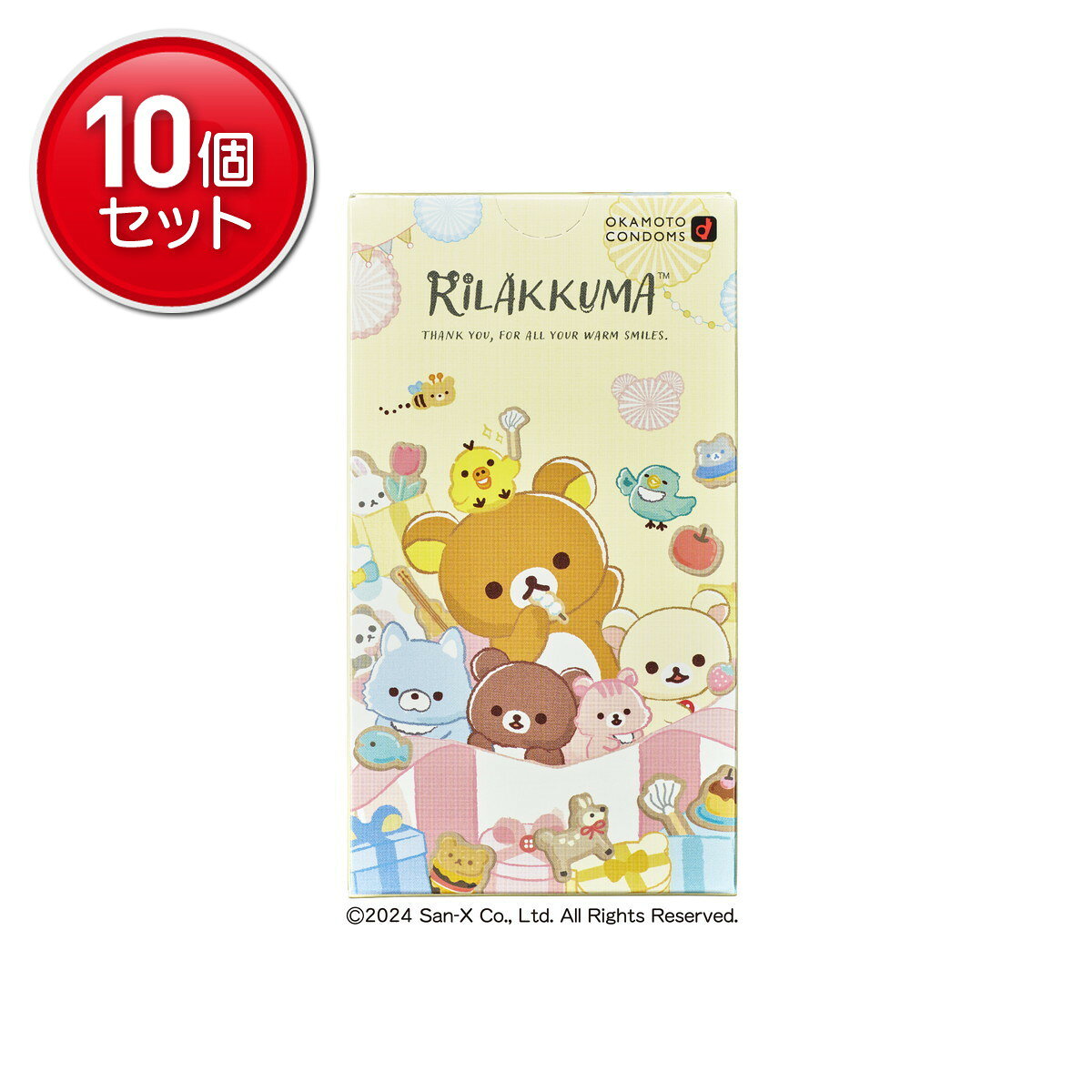 【最安挑戦！まとめ買い×10点セット】オカモト リラックマ たっぷりゼリー 12コ入 コンドーム 避妊具