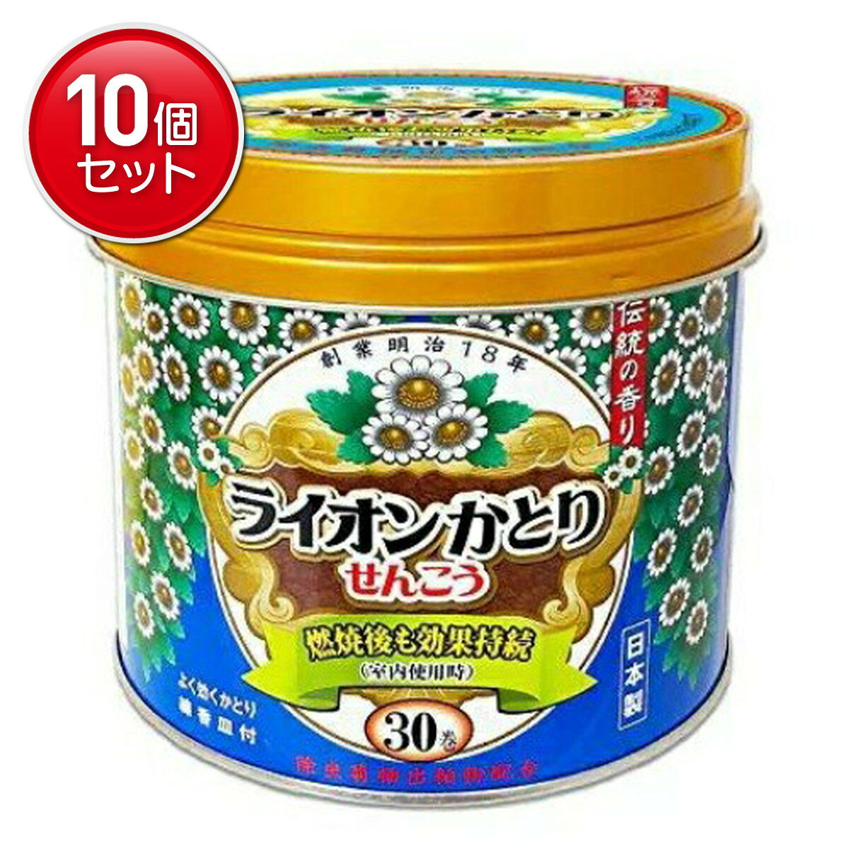 【最安挑戦！まとめ買い×10点セット】ライオンケミカル ライオンかとり 線香 30巻 ...