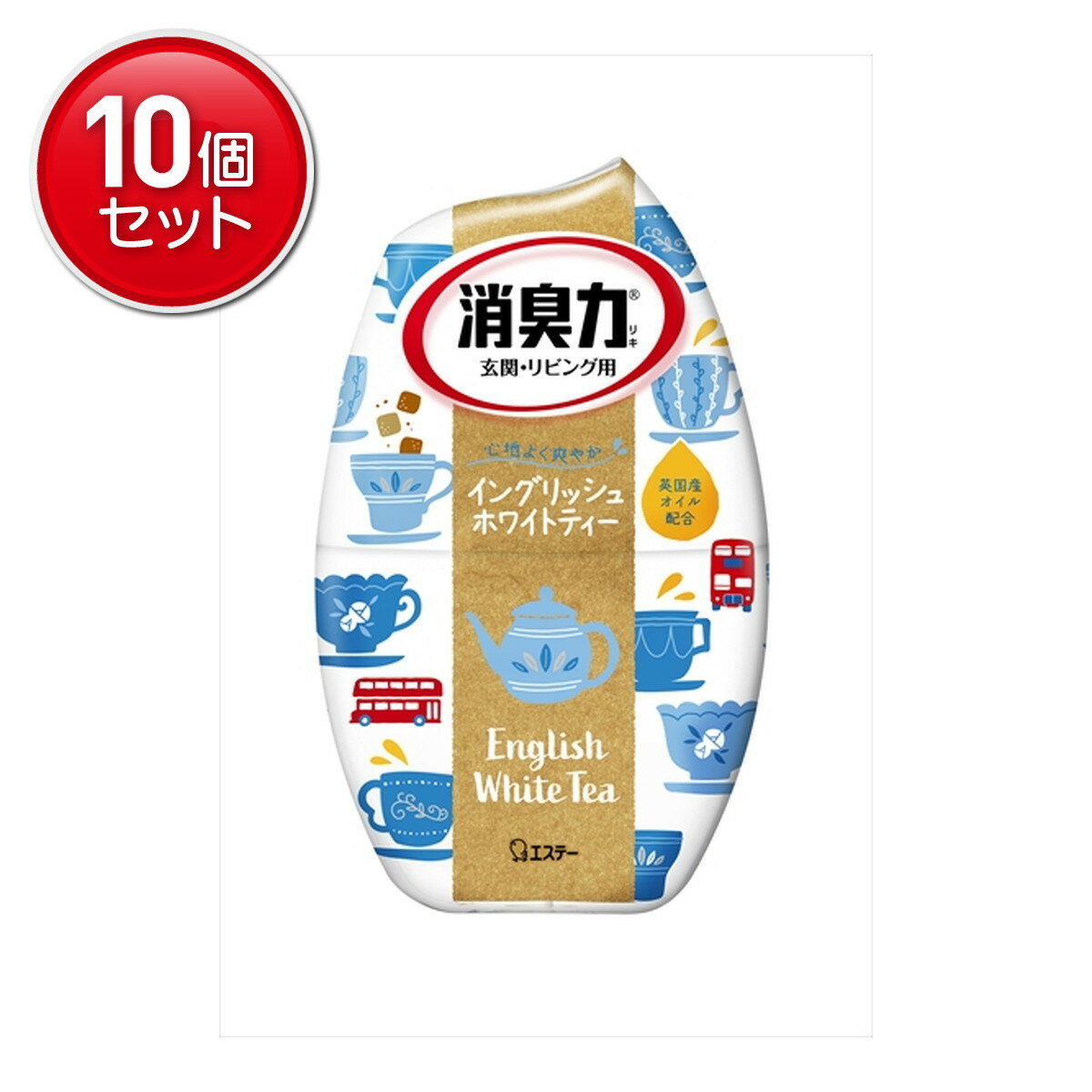 商品名：エステー お部屋の消臭力 玄関・リビング用 イングリッシュホワイトティー 400ml内容量：400mlJANコード：4901070130696発売元、製造元、輸入元又は販売元：エステー株式会社原産国：日本商品番号：101-51419商品説明●ナノパウダー※が悪臭をすばやく強力に吸着し、消臭。※ナノレベルの孔（あな）を持つ、悪臭を吸着する消臭剤●しっかり消臭された空間に、良い香りが広がります。●カバーを引き上げ、効果を調節できます。●効果は通常約2 3ヵ月持続します。（使用状況により異なります）広告文責：アットライフ株式会社TEL 050-3196-1510 ※商品パッケージは変更の場合あり。メーカー欠品または完売の際、キャンセルをお願いすることがあります。ご了承ください。