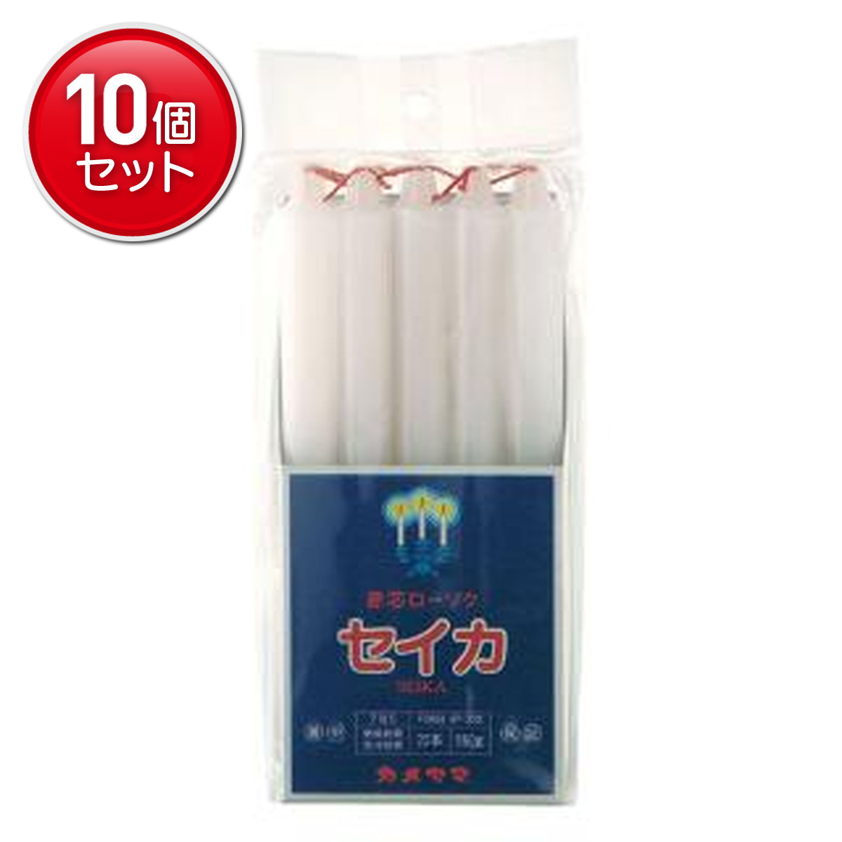 　カメヤマ セイカ 赤芯ローソク 7号5 20本神仏用ローソクです。燃焼時間は約4時間です。 使用上の注意●ローソクを灯している時はその場から絶対に離れないでください。●金属・陶器など不燃性でローソクの穴に合った燭台に真っすぐ固定してご使用ください。●可燃物の付近では絶対に使用しないでください。●風のある所ではロウが流れやすくなり敷物などを汚すことがありますのでご注意ください。●燃焼中、消火直後は火傷の恐れがありますのでローソク及び燭台に手を触れないでください。●燭台が熱いうちにローソクを立てると溶けて倒れることがありますので、燭台が冷めてからご使用ください。●燃焼中、芯糸が長くなり炎が大きくなった場合一旦消火し、芯糸の先をハサミで5ミリほどに切り再び点火してください。●特に冬場、気温の低い部屋で再点火する場合は、芯糸の根元部分に火を近づけ、ロウを充分に溶かすようにして点火してください。●芯糸が2ミリ以下の時に再点火する場合は、マッチなどの火でロウを溶かし5-6滴捨て、芯糸を5ミリ以上にすると点火しやすくなります。 ご注意：●直射日光や高温所を避け、涼しい場所に保管してください。●小児・ペットの手の届かない所に保管してください。 原産国：ベトナム お問い合わせ先：カメヤマ株式会社お客様窓口 0595-82-9837受付時間 9：00-17：00(土、日、祝祭日を除く) 販売_製造元： カメヤマブランド：カメヤマローソクJAN：49014350804991cs：30広告文責：アットライフ株式会社TEL 050-3196-1510※商品パッケージは変更の場合あり。メーカー欠品または完売の際、キャンセルをお願いすることがあります。ご了承ください。