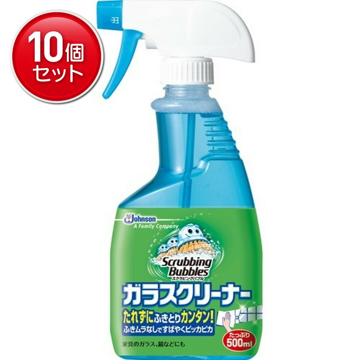 【最安挑戦！まとめ買い×10点セット】ジョンソン スクラビングバブル ガラスクリーナー 本体 500ML 弱..