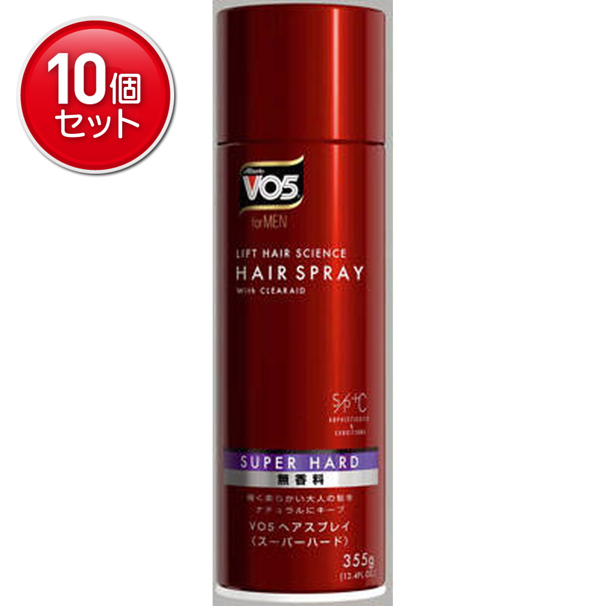 【最安挑戦！まとめ買い×10点セット】サンスター VO5フォアメン ヘアスプレー スーパーハード 無香 355G ( 男性用スタイリング剤 ) 　 ★まとめ買い特価! ( 4901616309036 )