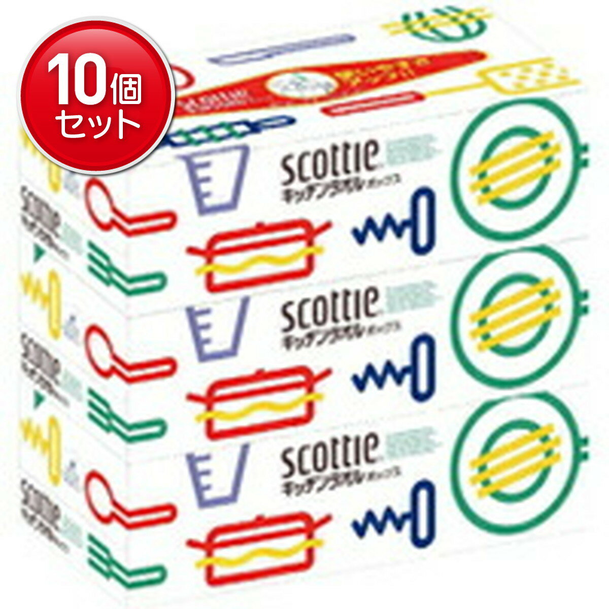【最安挑戦！まとめ買い×10点セット】日本製紙クレシア スコッティ キッチンタオル ボックス 150枚 ( 7..