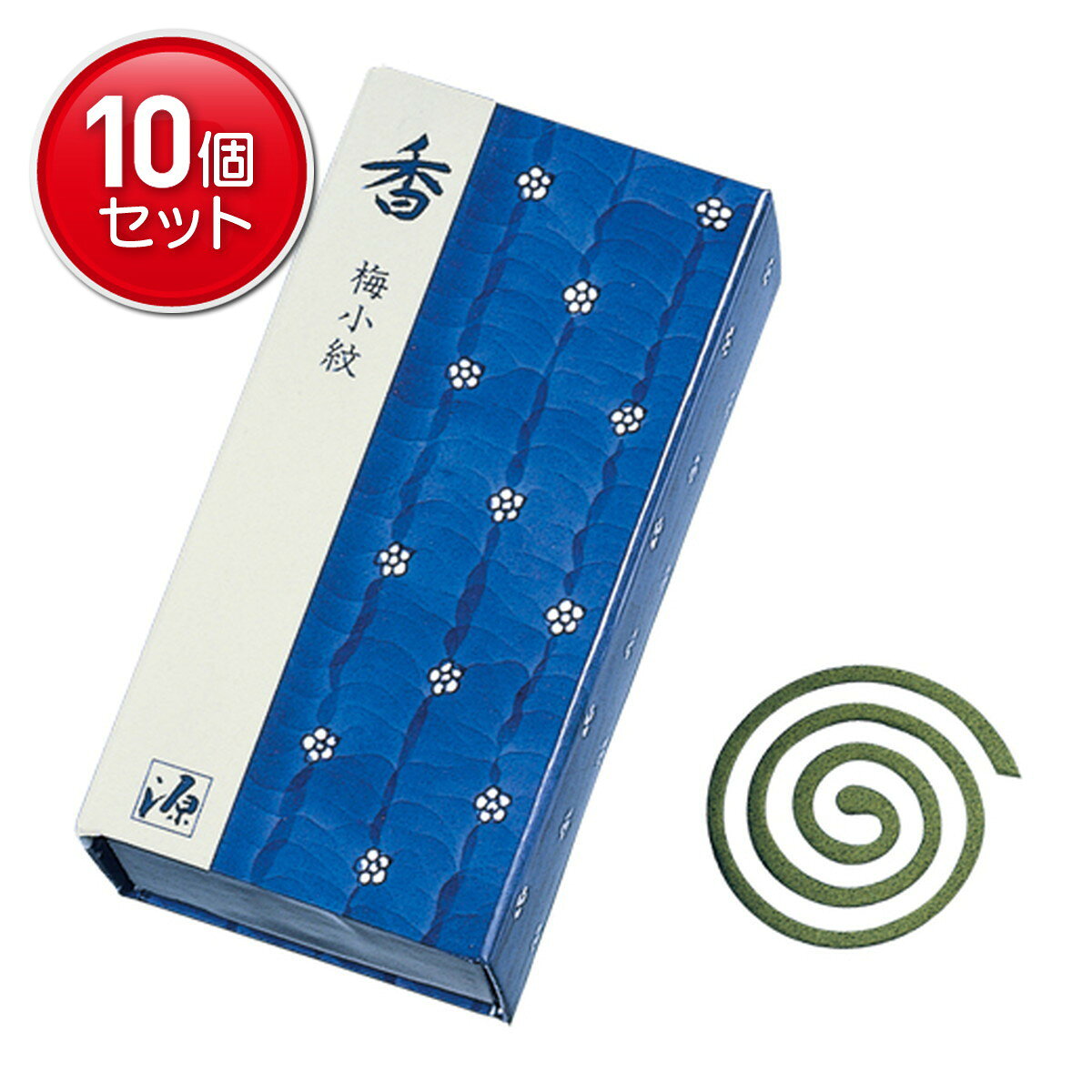 【最安挑戦！まとめ買い×10点セット】日本香堂 香 梅小紋 うず巻 12巻入 香立付き お香