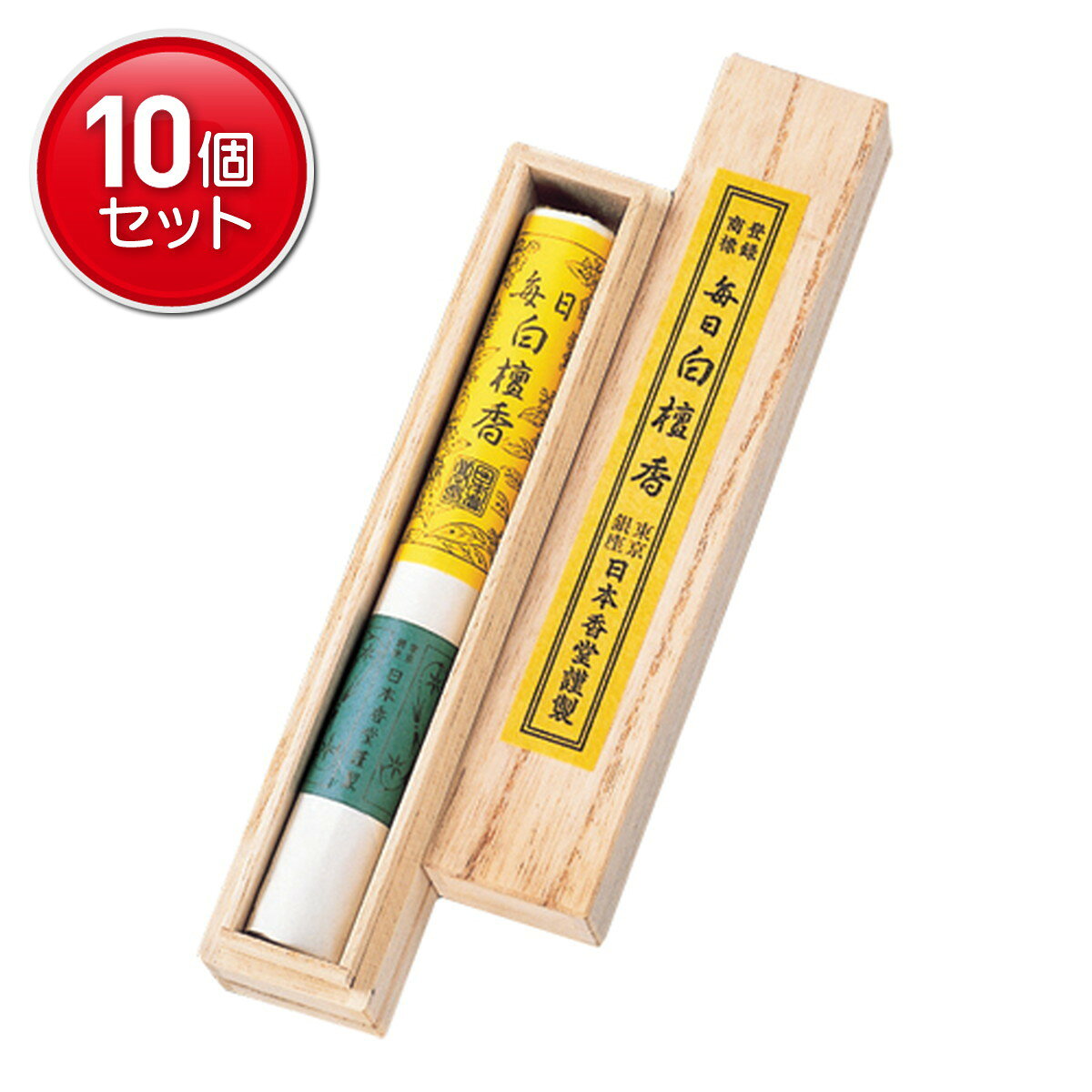 incense Sticks - 【最安挑戦！まとめ買い×10点セット】日本香堂 毎日白檀香 桐箱短1入 線香 24g