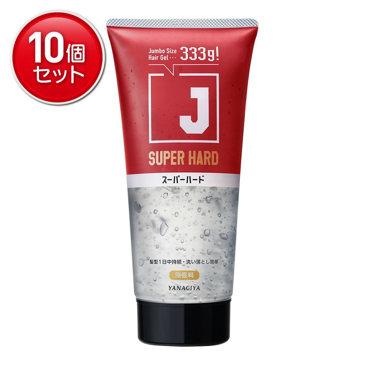 【最安挑戦！まとめ買い×10点セット】柳屋本店 J スーパーハードジェル N 無香料 333g ヘアジェル