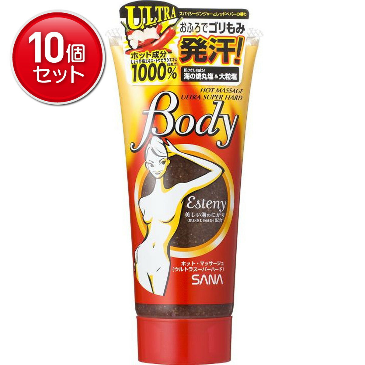 【最安挑戦!まとめ買い×10点セット】常盤薬品工業 サナ エステニー ホット・マッサージュ ウルトラスーパーハード 240g ( 4964596424632 ...