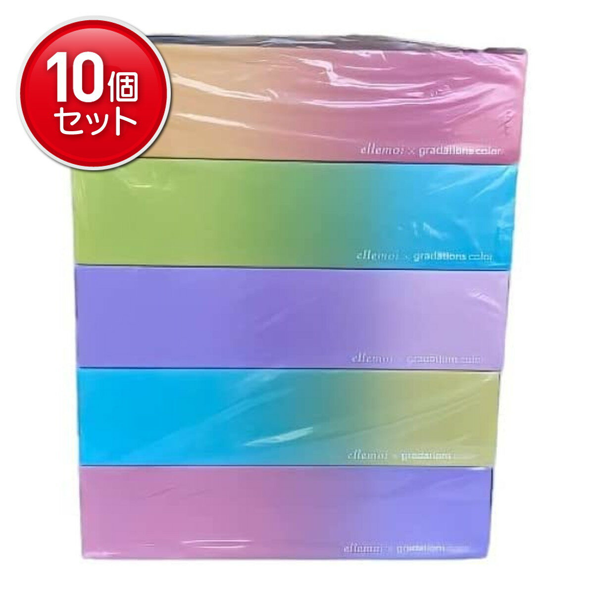 【最安挑戦！まとめ買い×10点セット】カミ商事 エルモア Kazaru×gradations color 200組×5箱 ティッシ..
