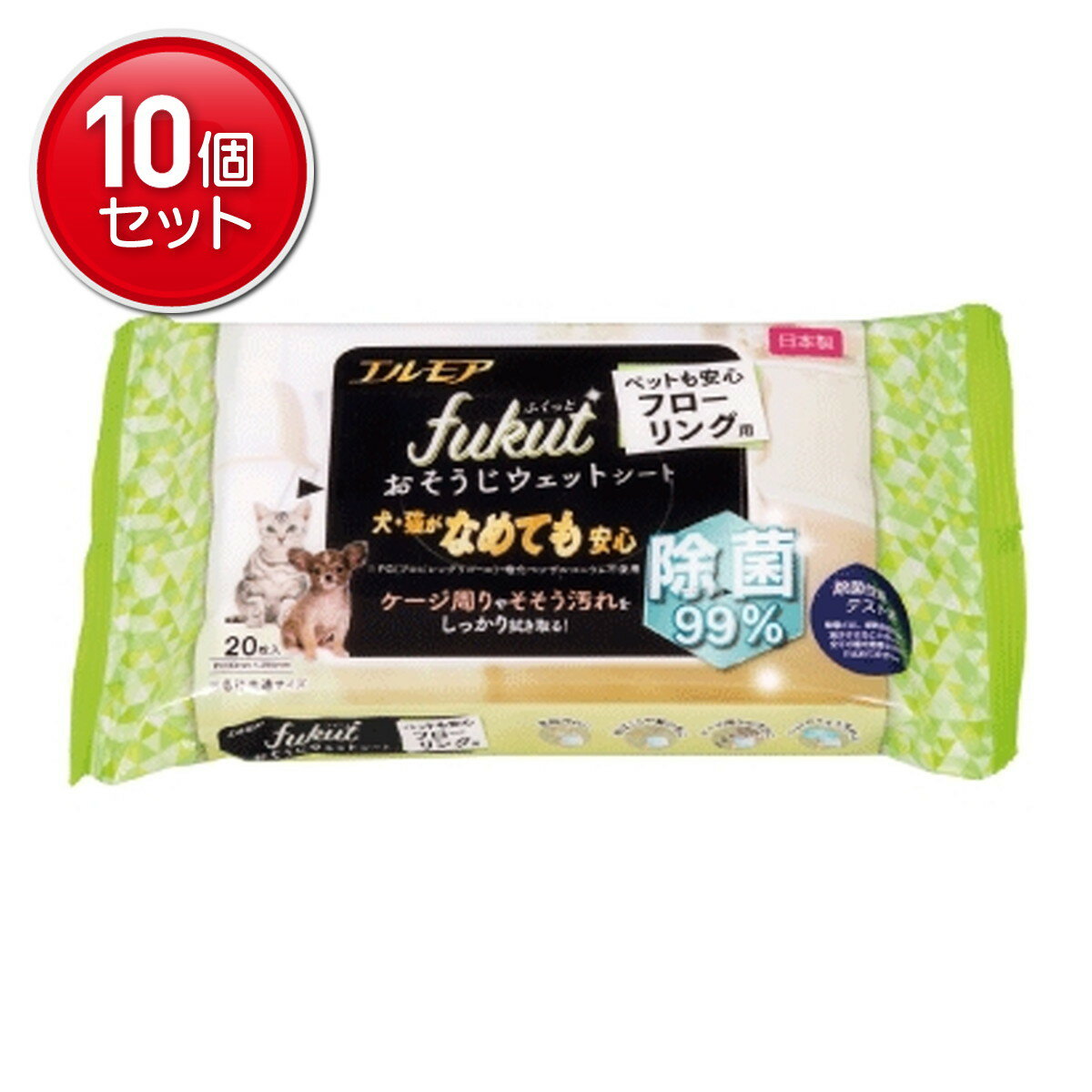 【最安挑戦！まとめ買い×10点セット】カミ商事 エルモア fukut ふくっと おそうじシート ウェットシー..