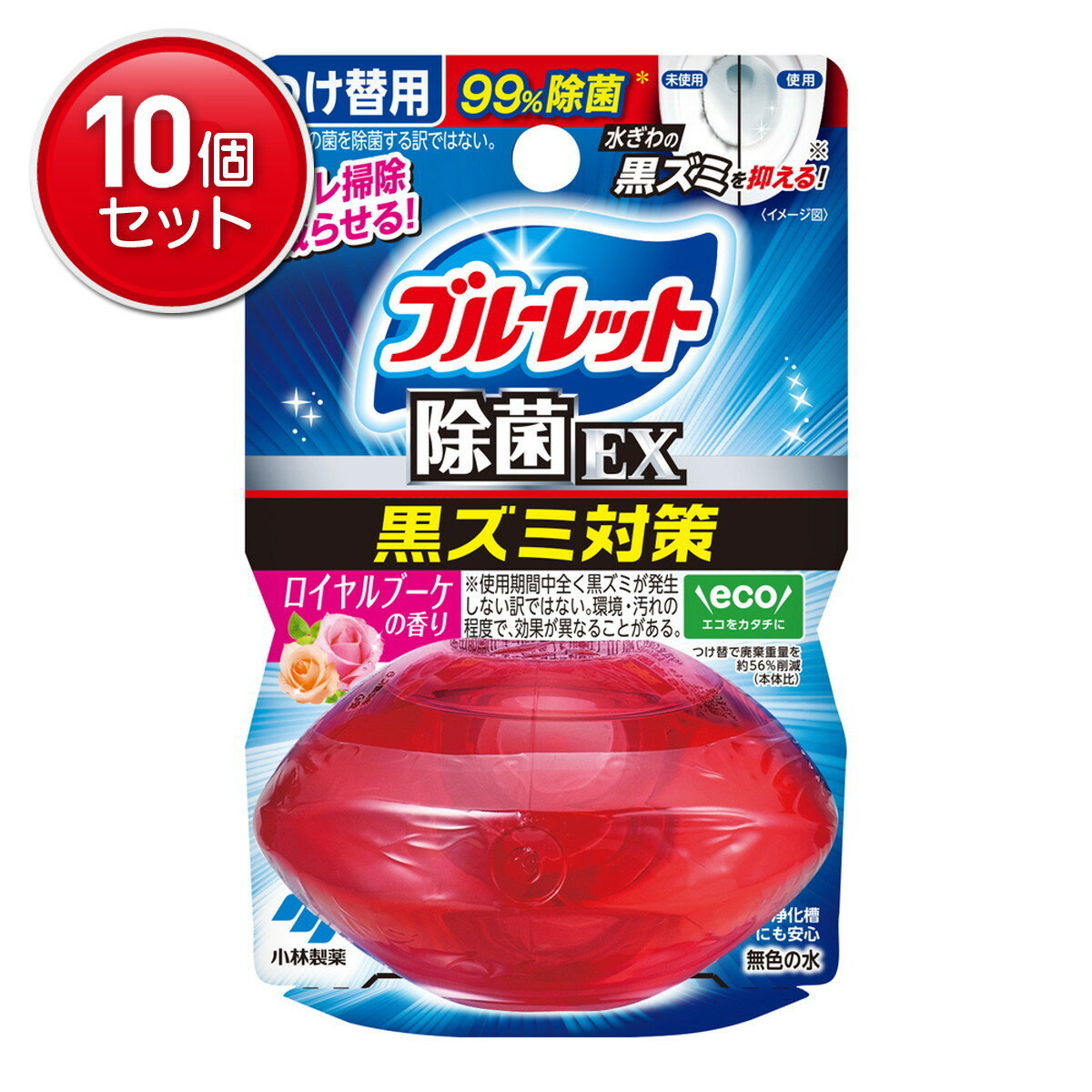 【最安挑戦!まとめ買い×10点セット】小林製薬 液体 ブルーレットおくだけ 除菌EX つけ替用 ロイヤルブーケの香り 67ml トイレ用洗剤