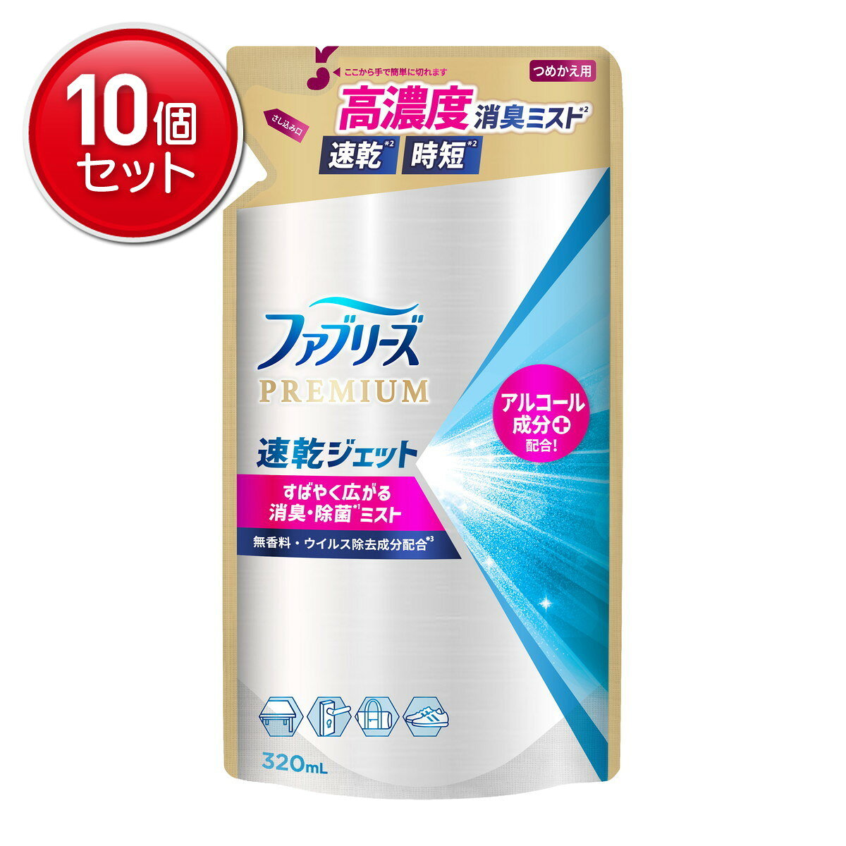 商品名：P&G ファブリーズ PREMIUM 速乾ジェット 無香料 アルコール成分入り つめかえ用 320mL内容量：320mLJANコード：4987176261267発売元、製造元、輸入元又は販売元：P&Gジャパン合同会社原産国：日本商品番号：101-*010-4987176261267商品説明消費者の最大のニーズを満たし、生活を変える革命的新製品「速乾ジェット」がリステージ！広告文責：アットライフ株式会社TEL 050-3196-1510 ※商品パッケージは変更の場合あり。メーカー欠品または完売の際、キャンセルをお願いすることがあります。ご了承ください。