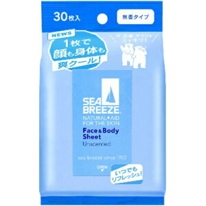 【無くなり次第終了】ファイントゥデイ シーブリーズ SEA BREEZE フェイス＆ボディシート 無香タイプ 30枚入（4901872465408）※パッケージ変更の場合あり