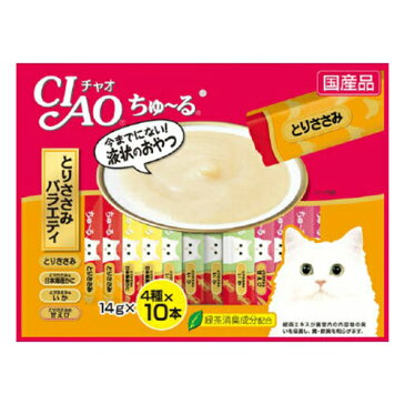 【P20倍★送料込 ×20点セット】いなば チャオちゅ~る とりささみ バラエティ 4種×10本入　※ポイント最大20倍対象