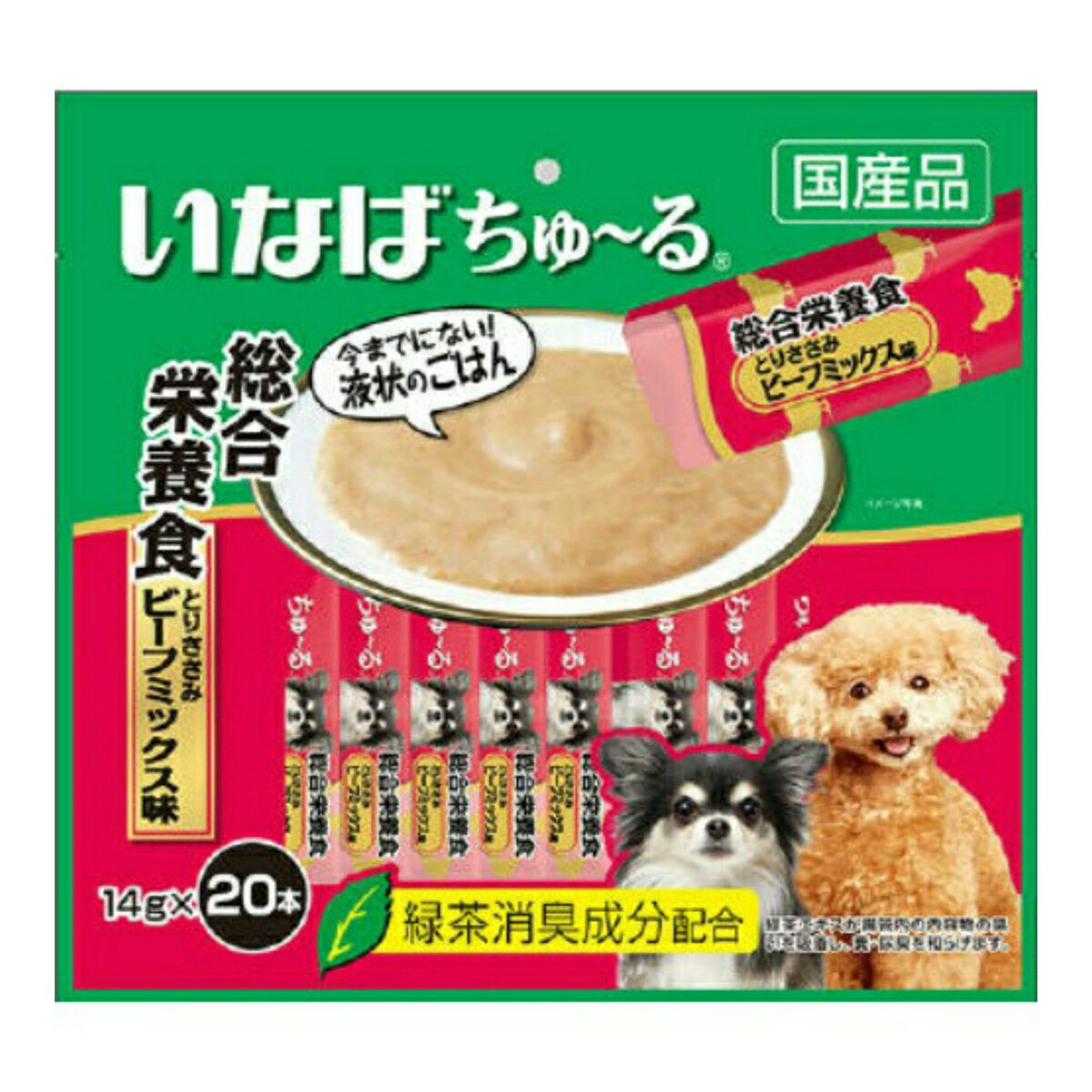 【送料込・まとめ買い×4点セット】いなば ちゅ~る 総合栄養食 とりささみ ビーフミックス味 14g×20本