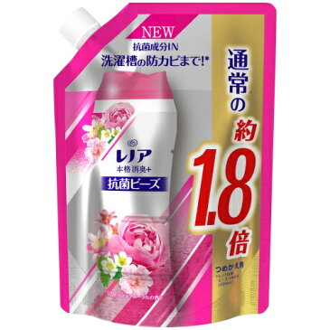 【送料込・まとめ買い×4点セット】P&G レノア 本格消臭 抗菌ビーズ リフレッシュフローラル つめかえ用 特大サイズ 760ml