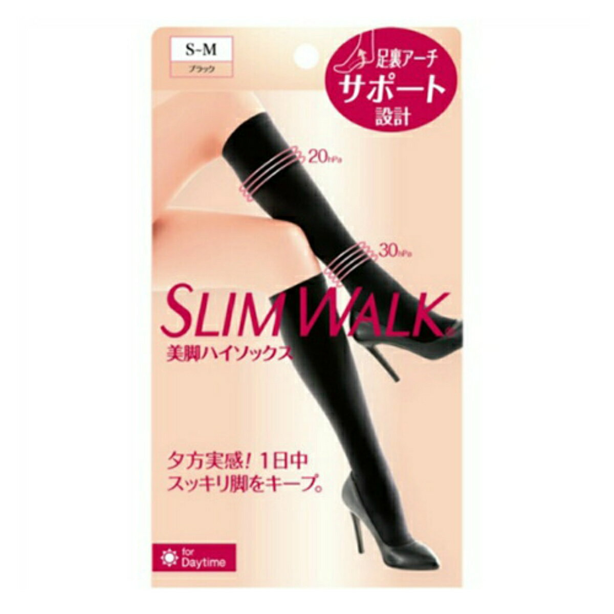 【送料込・まとめ買い×6点セット】ピップ スリムウォーク 美脚 ハイソックス ブラック S-M 1足入