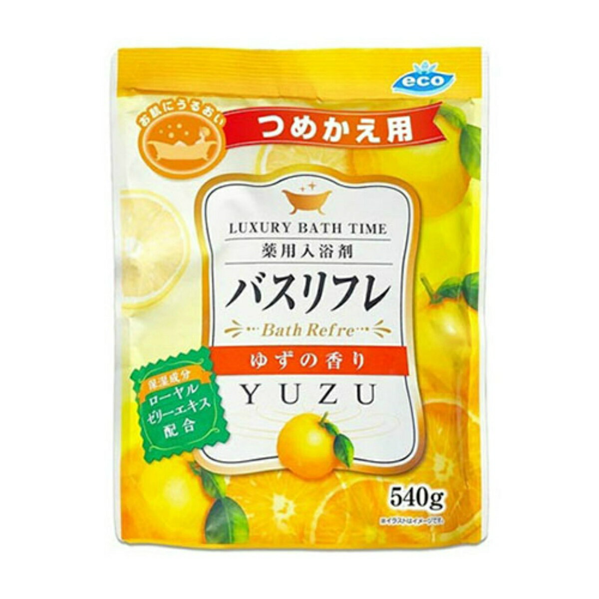 ライオンケミカル バスリフレ 薬用 入浴剤 つめかえ用 ゆずの香り 540g