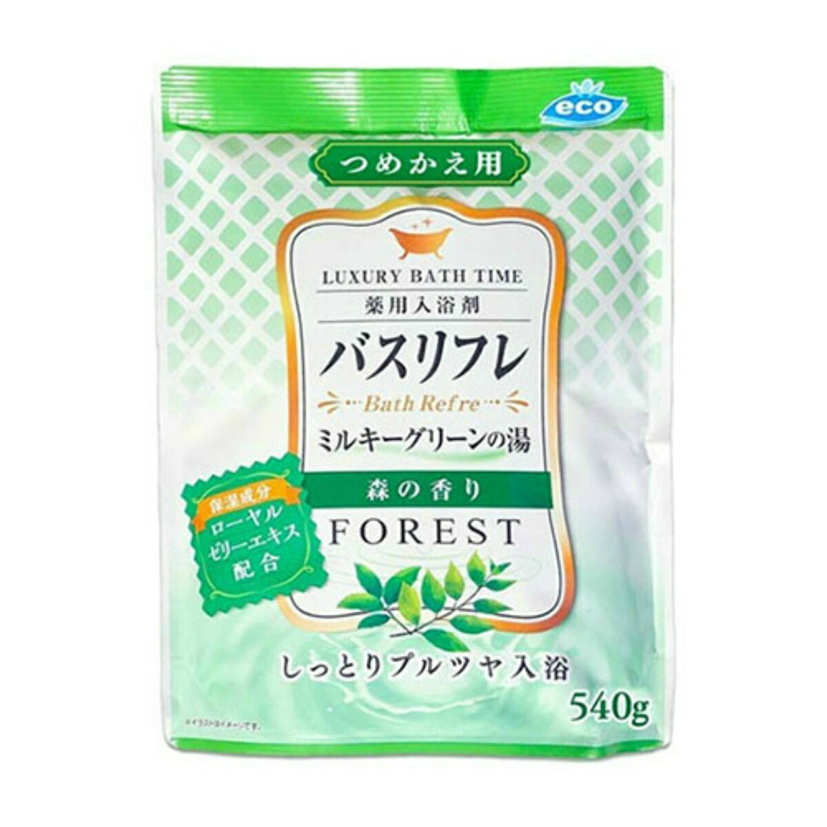 【令和・早い者勝ちセール】ライオンケミカル バスリフレ 薬用 入浴剤 グリーンのにごり湯 つめかえ用 森林の香り 540g