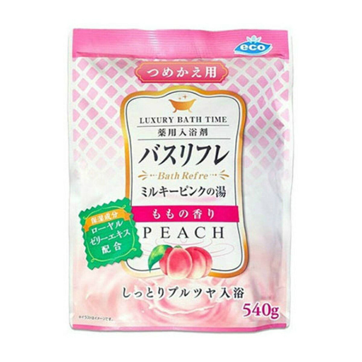 【令和 早い者勝ちセール】ライオンケミカル バスリフレ 薬用 入浴剤 ピンクのにごり湯 つめかえ用 桃の香り 540g