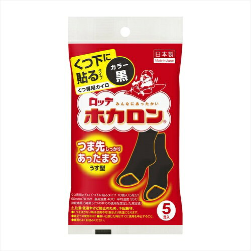【最大半額!令和セール】ロッテ ホカロン くつ下に貼る 黒 5足入