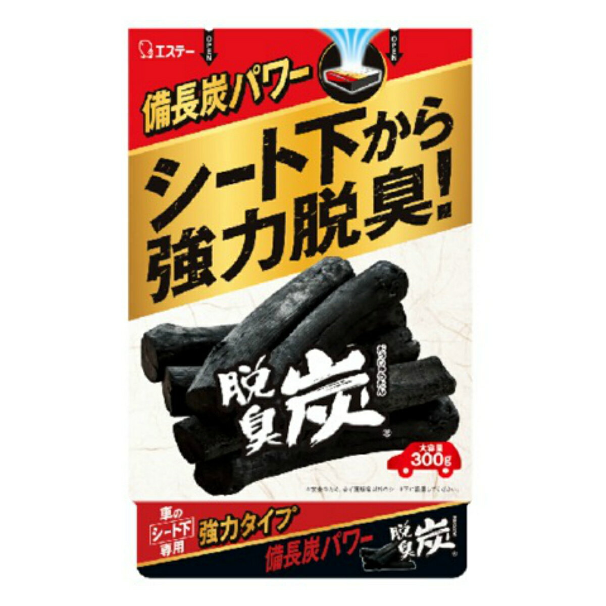 【送料込・まとめ買い×4点セット】エステー 脱臭炭 車用 脱臭剤 クルマのシート下専用 強力タイプ 300g