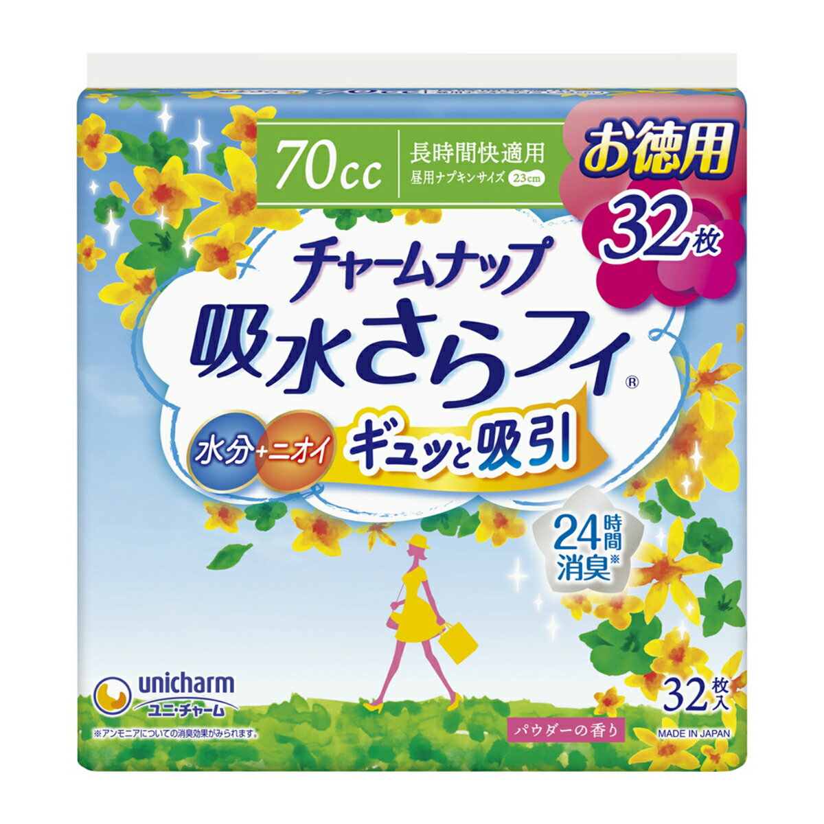 【令和・早い者勝ちセール】ユニ・チャーム チャームナップ 吸水サラフィ 長時間快適用 32枚入