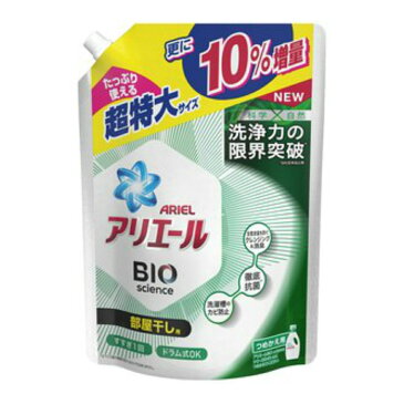 【数量限定・増量】P&G アリエール バイオサイエンスジェル 部屋干し用 つめかえ 超特大 増量サイズ 1100g（4987176029041）※無くなり次第終了