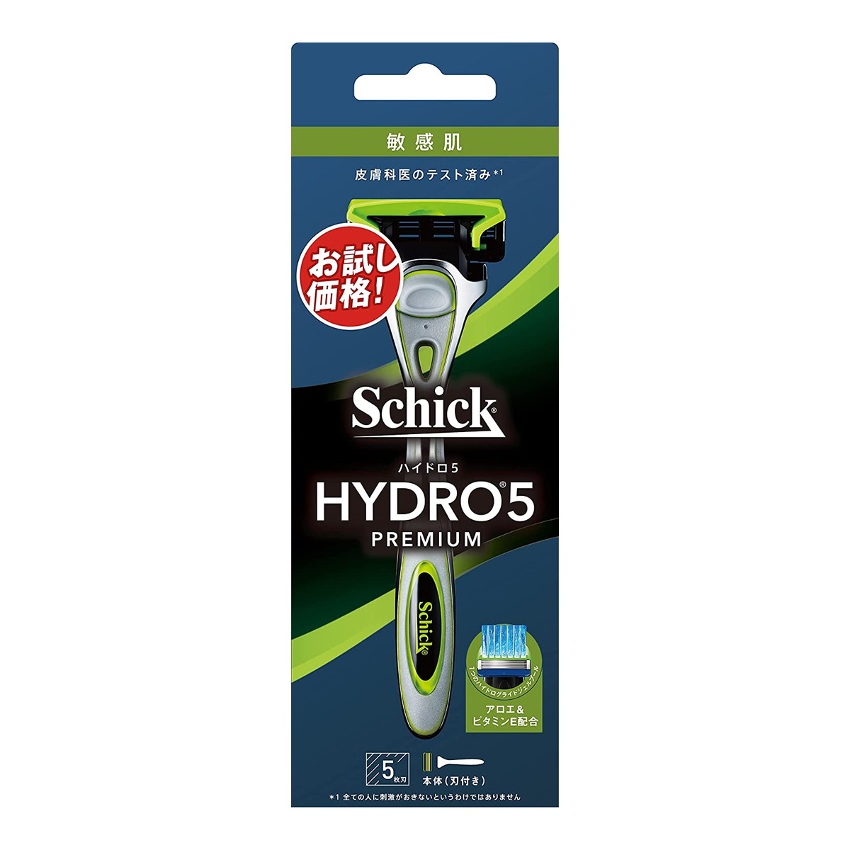 【送料込・まとめ買い×5点セット】シック Schick ハイドロ5 プレミアム 敏感肌 本体(刃付き)