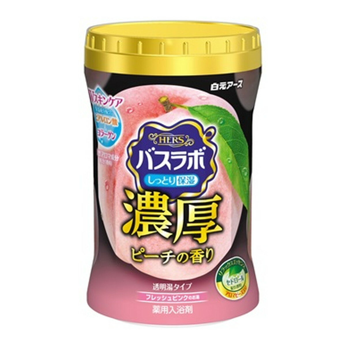 【送料込・まとめ買い×10点セット】白元アース HERS バスラボ ボトル 濃厚 ピーチの香り 600g 薬用入浴剤