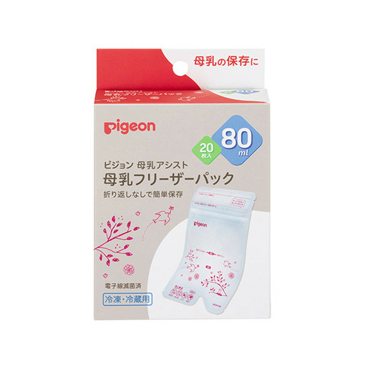 商品名：ピジョン 母乳 フリーザーパック 80ml 20枚入内容量：80ml×20枚入JANコード：4902508001113発売元、製造元、輸入元又は販売元：ピジョン原産国：日本商品番号：101-84328商品説明●パックで母乳を保存しておけば、ママの外出時や、おっぱいにトラブルがある時など、直接授乳が難しい時にも母乳をあげることが出来ます。●大切な母乳のためのこだわり設計●衛生的に保存パックの開封時、指が触れる部分は切り取れます。●ラクラク保存母乳を入れた後はチャックを閉じるだけ。折り返す必要なし！●母乳をこぼしにくい哺乳びんに移し替えやすい注ぎ口で、大切な母乳をこぼしにくい！広告文責：アットライフ株式会社TEL 050-3196-1510 ※商品パッケージは変更の場合あり。メーカー欠品または完売の際、キャンセルをお願いすることがあります。ご了承ください。