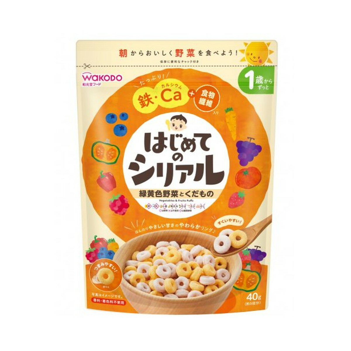 【送料込・まとめ買い×6点セット】和光堂 はじめてのシリアル 緑黄色野菜とくだもの 40g