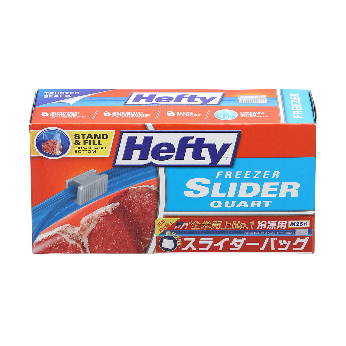 【送料込・まとめ買い×6点セット】東洋アルミ Hefty ヘフティ スライダーバッグ Mサイズ 25枚入 冷凍解凍用（0013700615641）