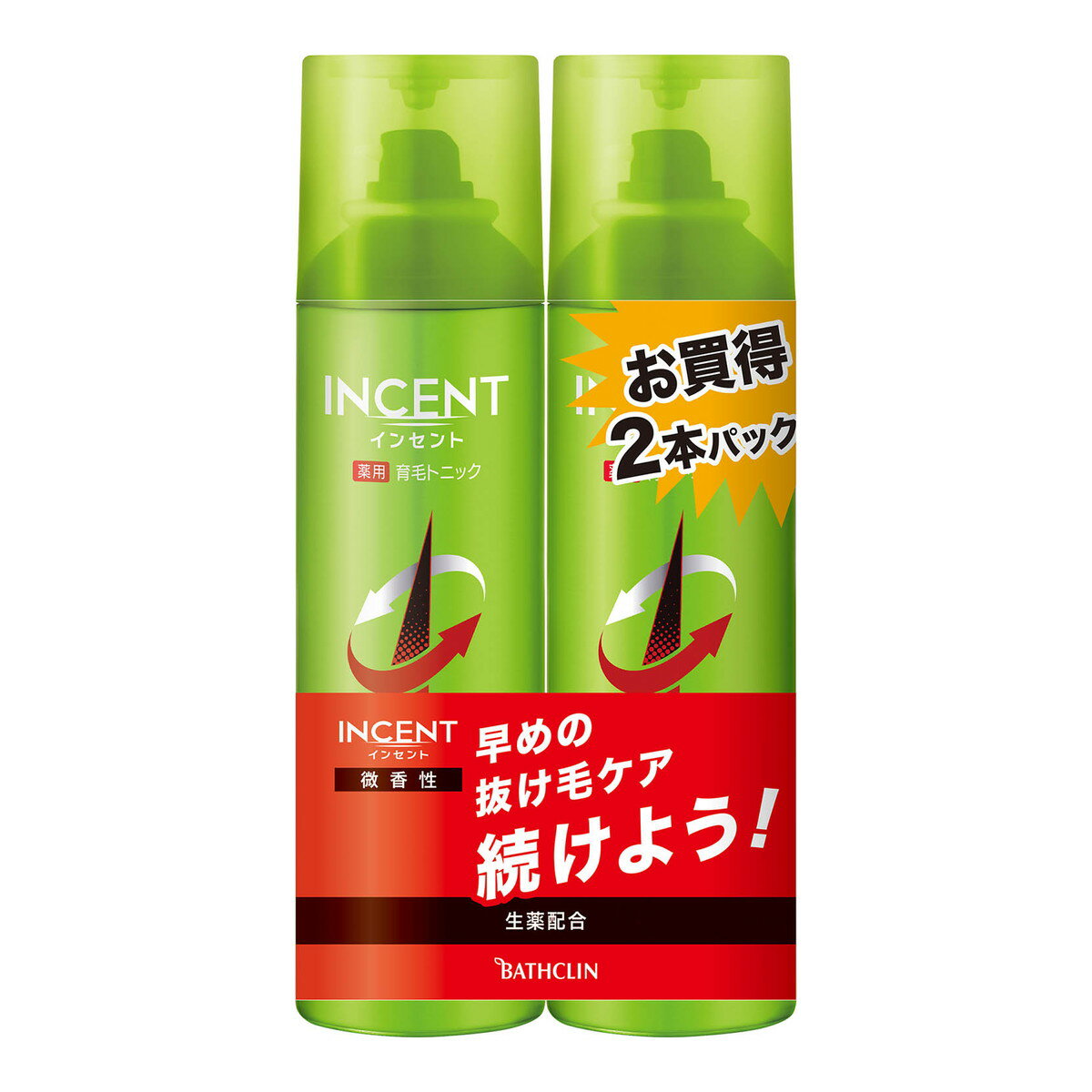 【夜の市★合算2千円超で送料無料対象】バスクリン INCENT インセント 薬用 育毛トニック 微香性 190G ペアパック