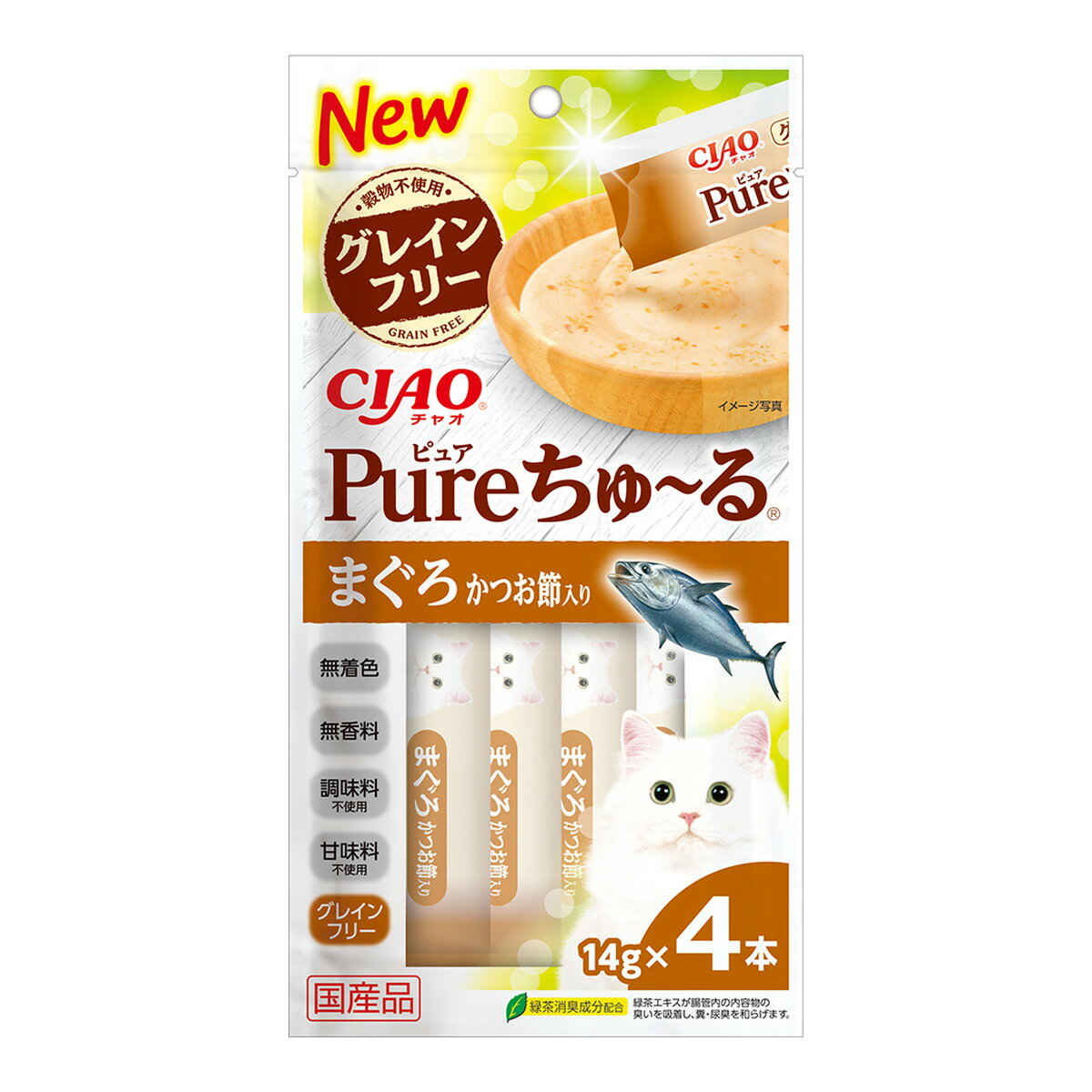 いなば CIAO チャオ Pure ピュアちゅーる まぐろ かつお節入り 14g×4本