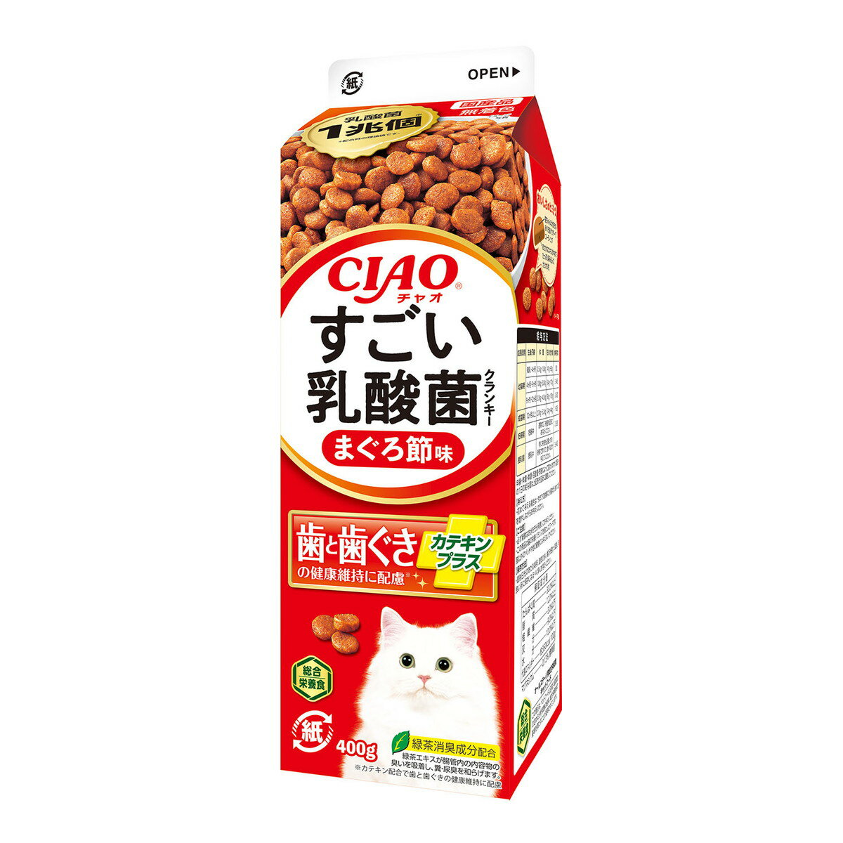 【送料込・まとめ買い×10個セット】いなば CIAO チャオ すごい乳酸菌クランキー 牛乳パック まぐろ節味 400g 1