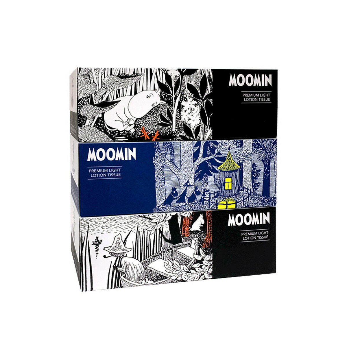 【令和・早い者勝ちセール】河野製紙 ムーミン プレミアムライトローション ティシュ 200組 × 3P