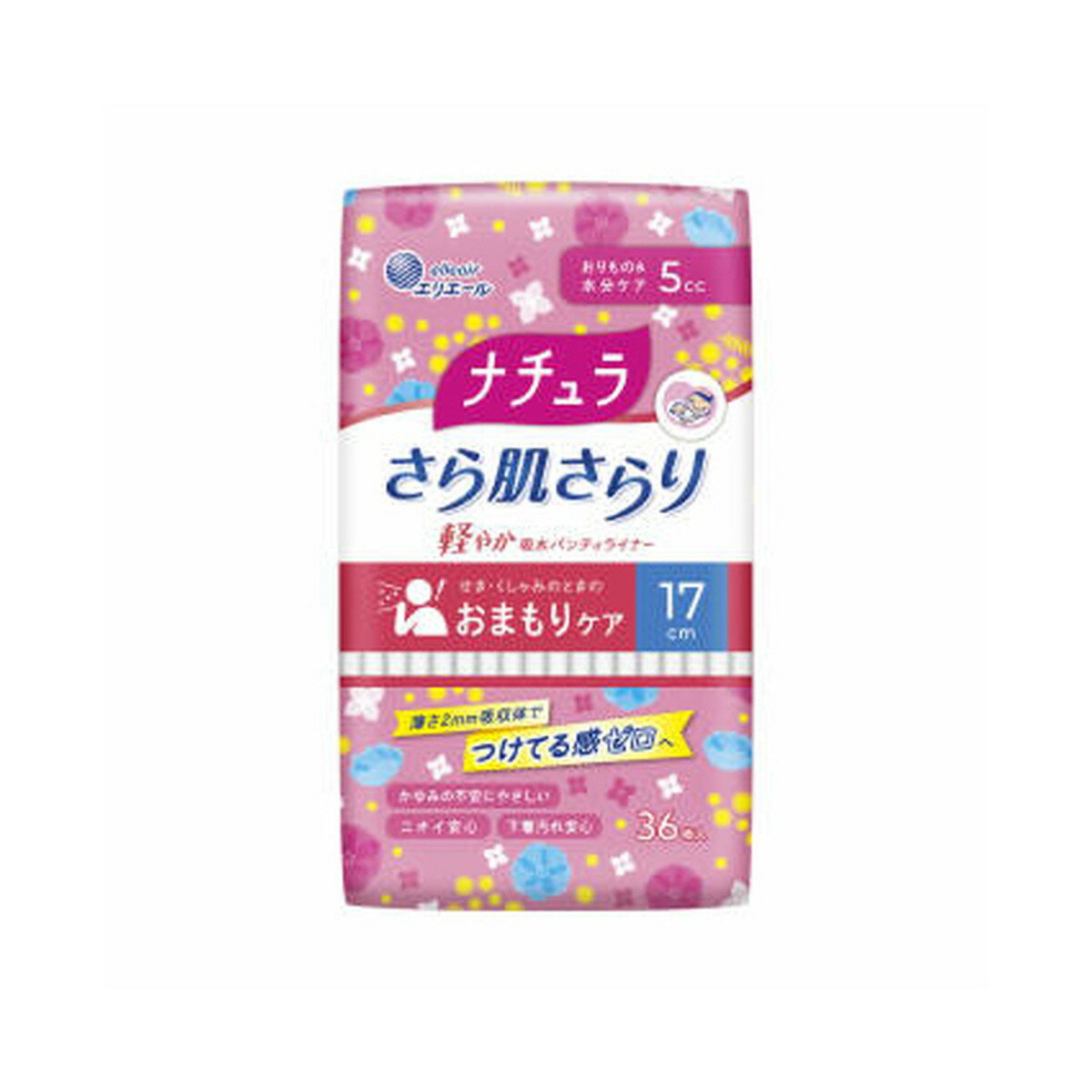 【送料込・まとめ買い×5個セット】大王製紙 ナチュラ さら肌さらり 軽やか 吸水パンティライナー 17cm 5cc 36枚入