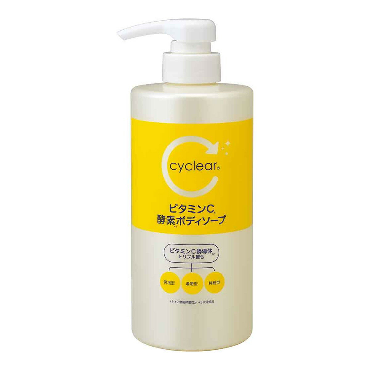 【送料込・まとめ買い×8点セット】熊野油脂 cyclear ビタミンC 酵素ボディソープ 本体 500ml 1