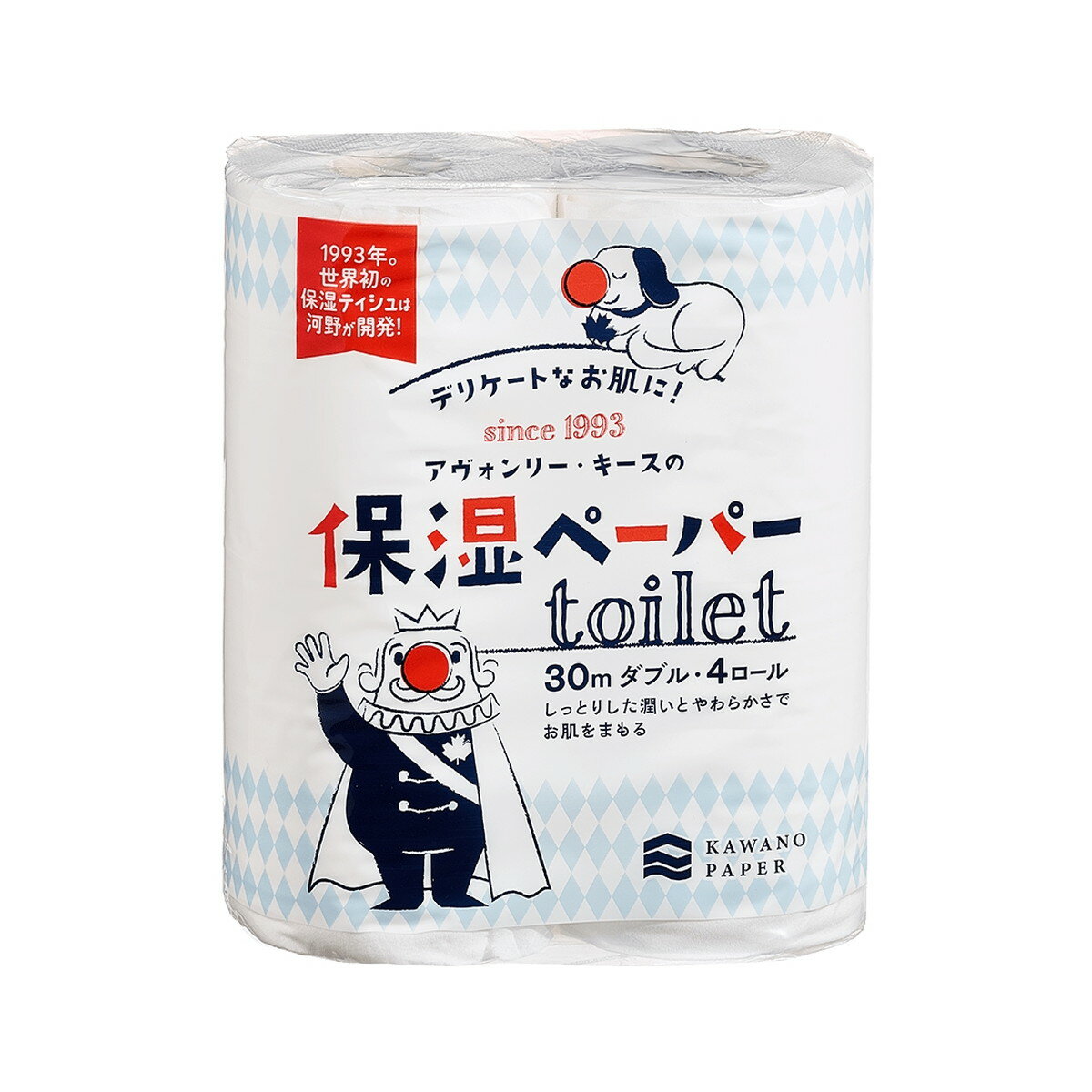 【令和・早い者勝ちセール】河野製紙 アヴォンリーキース 保湿ペーパー トイレットペーパー 30m ダブル 4ロール