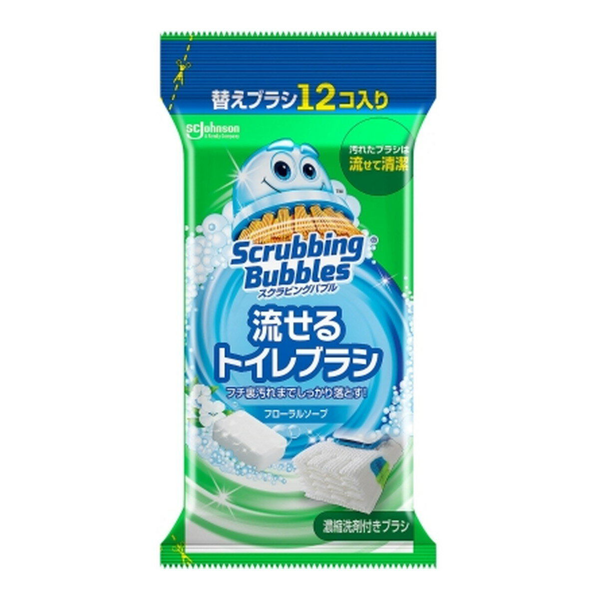 【送料込・まとめ買い×20個セット】ジョンソン スクラビングバブル 流せるトイレブラシ フローラルソープ 替えブラシ 12コ入り