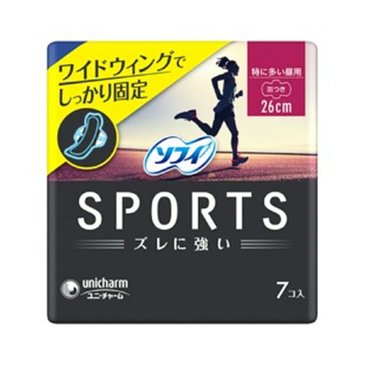 【夜の市★合算2千円超で送料無料対象】ユニ・チャーム ソフィ SPORTS 260 羽つき 7枚 生理用ナプキン