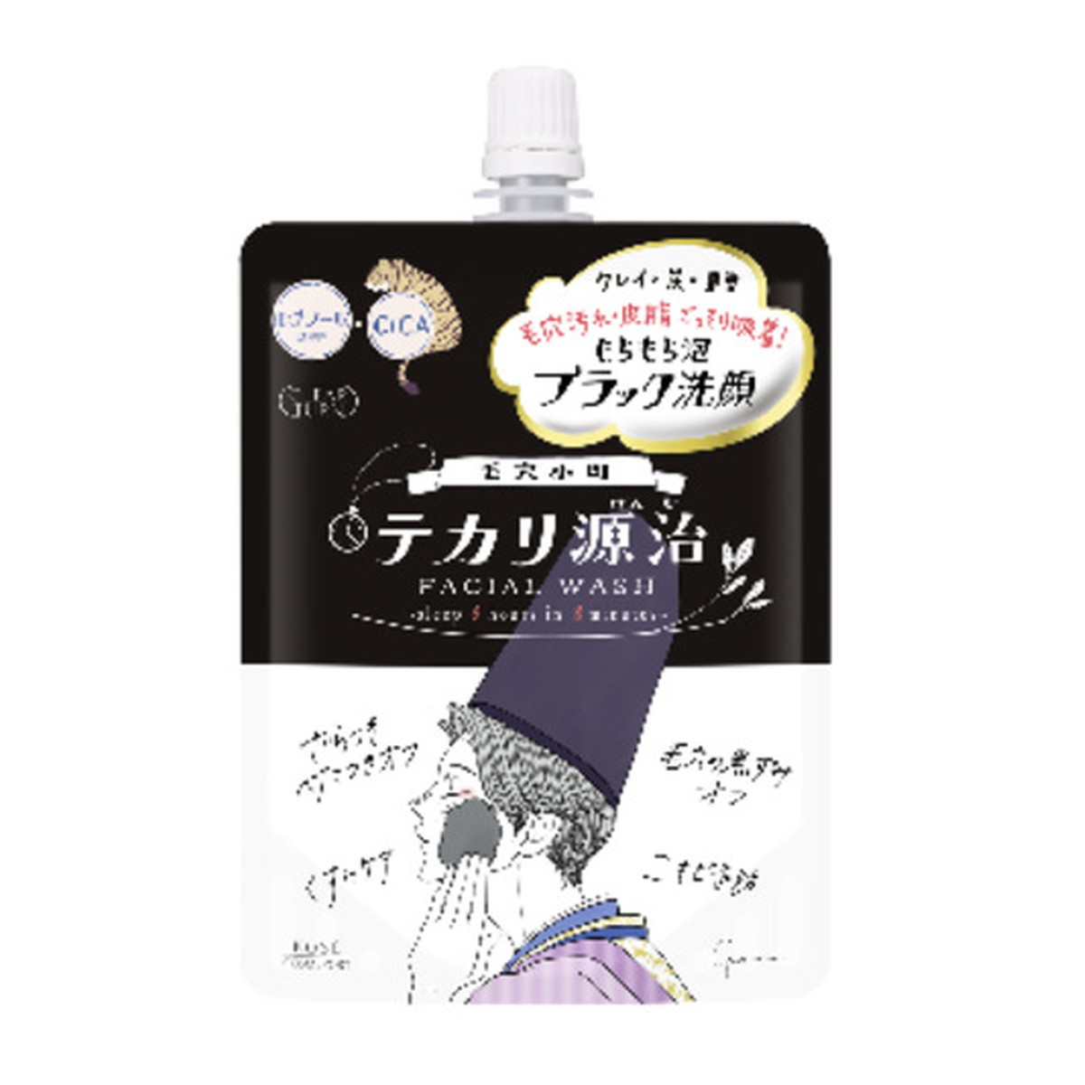 【送料込・まとめ買い×6点セット】コーセーコスメポート クリアターン 毛穴小町 テカリ源治 もちもちブラック洗顔 100G