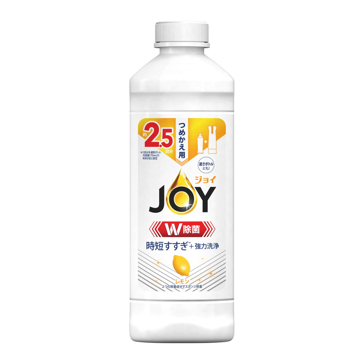 【送料込・まとめ買い×5個セット】P&G W除菌 ジョイコンパクト スパークリングレモンの香り 325ml つめかえ用 1